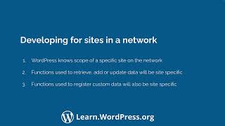 Developing for multisite