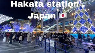 Walking around Hakata station Fukuoka 🏙   , Japan 🇯🇵 preparetion to Christmas 🎄🎅⛪️🧑‍🎄🍽🎄