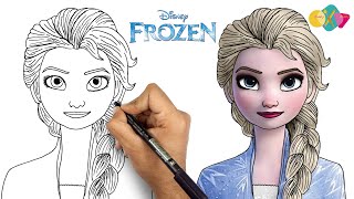 رسم السا فروزن 2 || كيف ترسم السا ملكة الثلج | تعليم الرسم خطوة بخطوة للمبتدئين ||