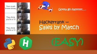 Hackerrank - Sales by Match walkthrough #Python #Hackerrank