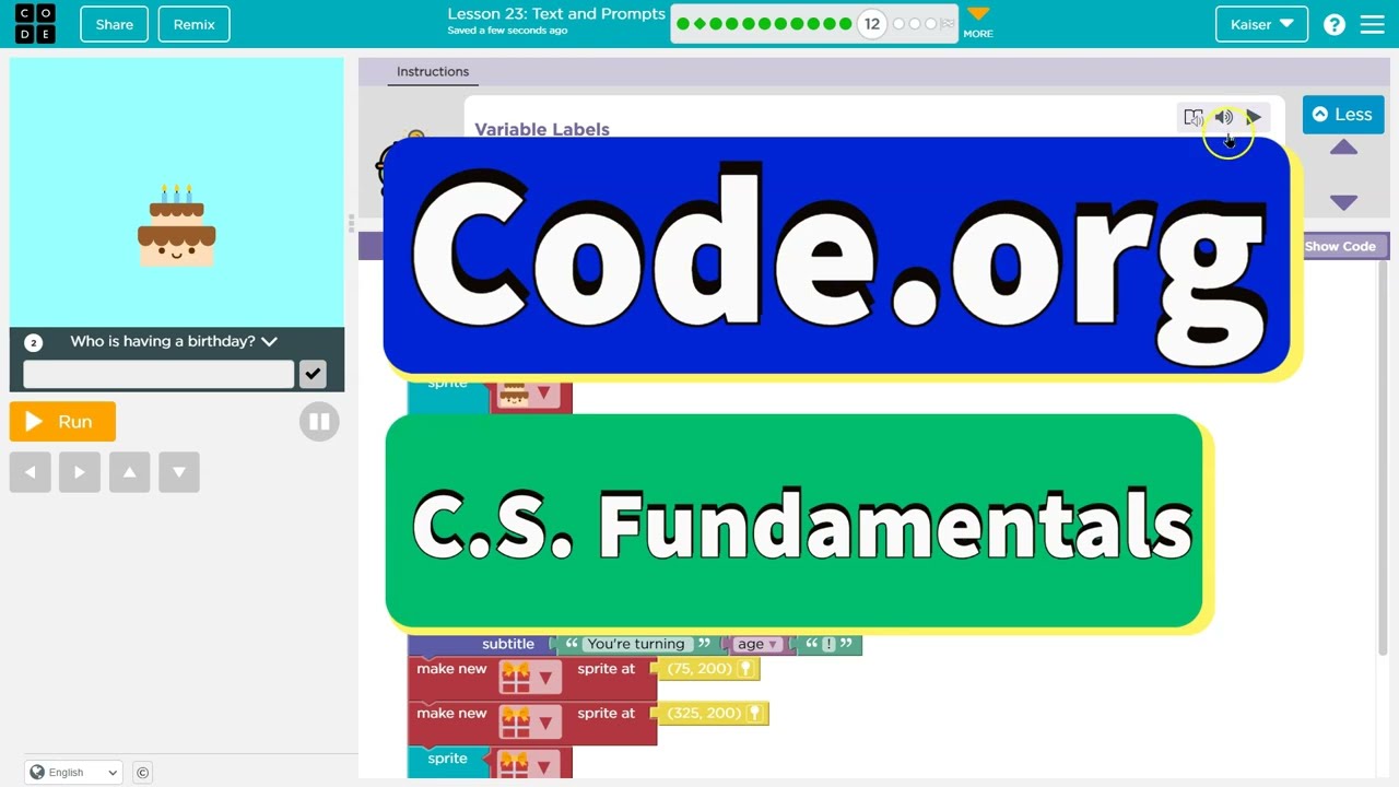 Code.org Express Lesson 23.12 Text And Prompts | Tutorial With Answers ...