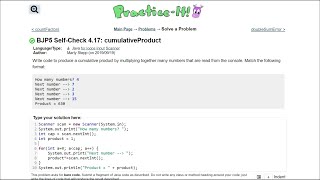 Java Practice It || 4.17 cumulativeProduct || for loop, input, scanners