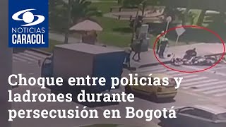Impactante choque entre policías y ladrones durante persecusión en Bogotá