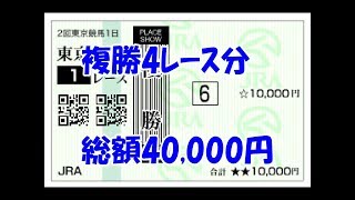 【競馬】泰河の勝負馬券　複勝　総額4万円投資　【実践】1万円×4ﾚｰｽ