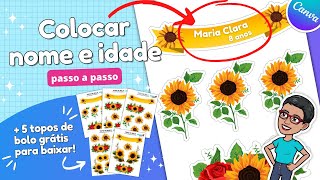 Como colocar nome em Topo de Bolo pronto no Canva | Passo a passo para iniciantes