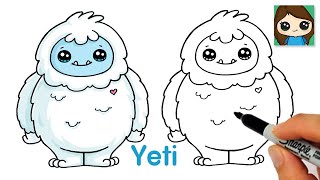 How to Draw a Yeti Easy | Cute Abominable Snowman