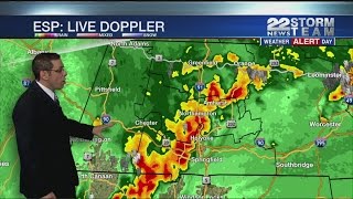 Thunderstorms moving through western Massachusetts