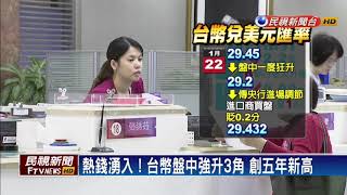 台幣今盤中強升3角  創5年新高！－民視新聞