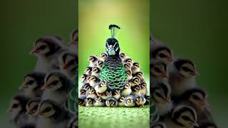 Cuteness Overload! 💚🐣 A Peacock Raising a Huge Family! #birds #shorts #peacock #love