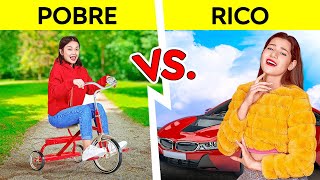 ESTUDIANTE NORMAL VS. RICO || ¡Chica pobre vs. rica! Cambio de cuerpos de 24 h por 123 GO! CHALLENGE