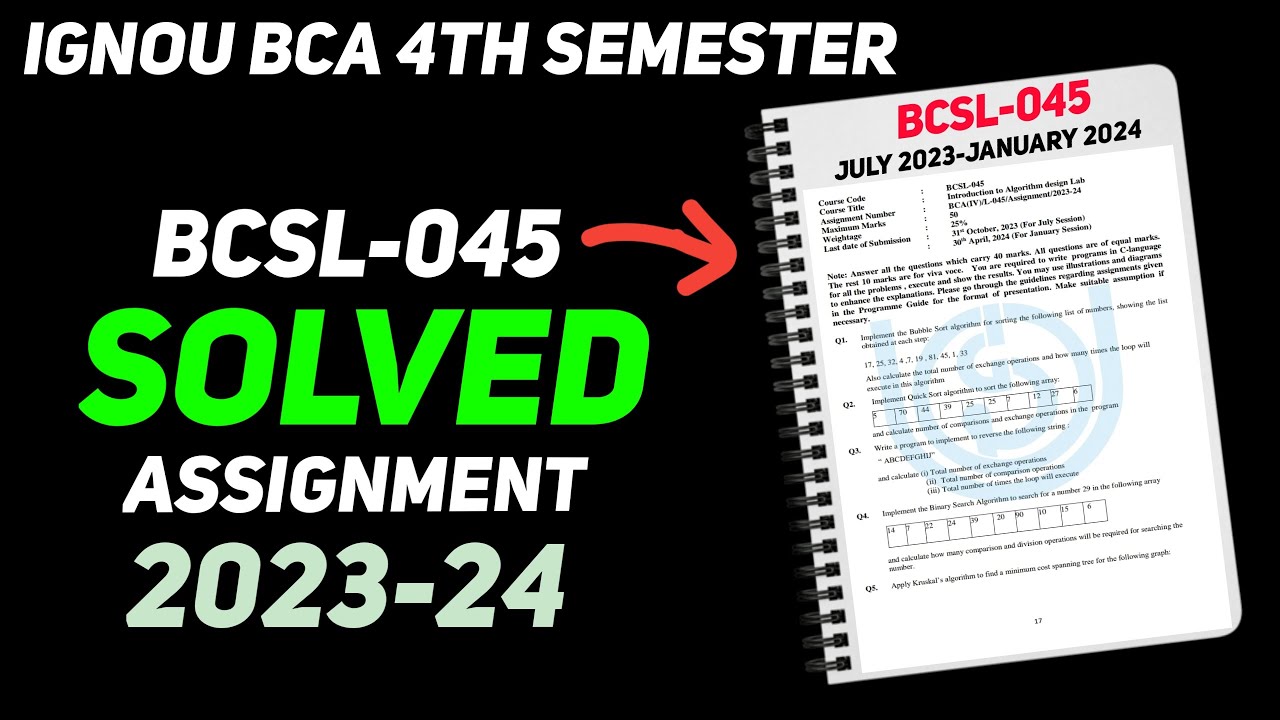 BCSL-045 Solved Assignment 2023-24 (July-January) || IGNOU BCA 4th ...