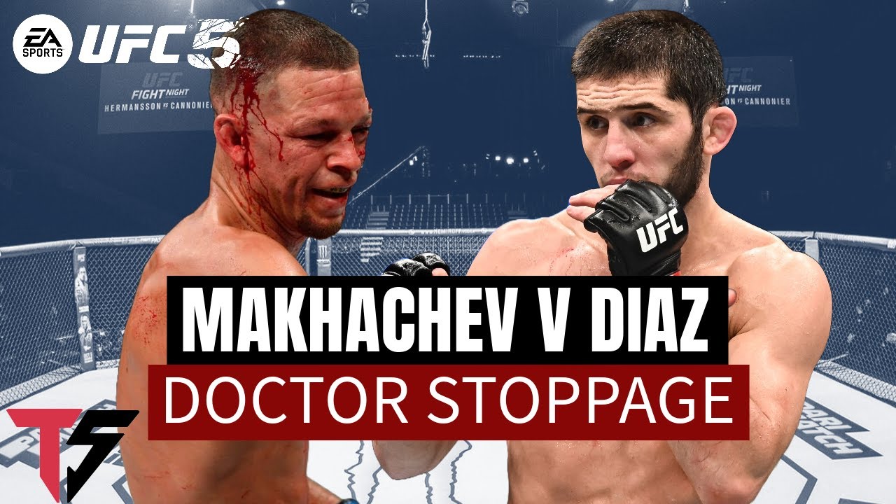 Islam Makhachev Vs Nate Diaz | Doctor Stoppage | UFC 5 - YouTube