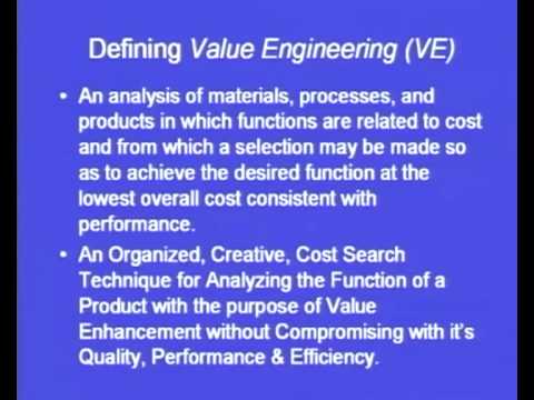 Mod-4 Lec-17 Value Engineering - YouTube