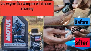 Dio engine flush & oil strainer cleaning full video tamil |motul 10w30 |liqui moly