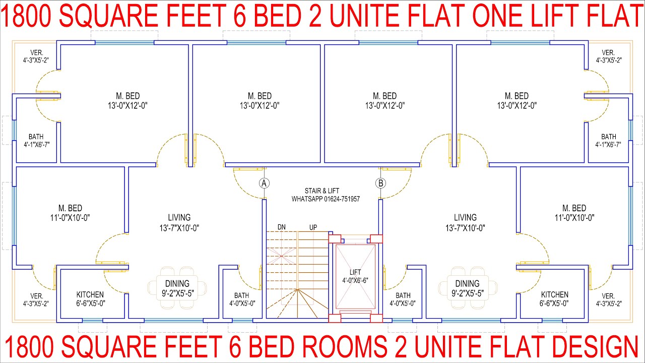 HOUSE PLAN DESIGN | EP 110 | 1800 SQUARE FEET TWO-UNIT HOUSE PLAN ...