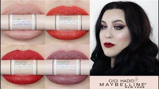 MAYBELLINE x GIGI HADID - FIRST IMPRESSIONS \u0026 LIPSTICK LIP SWATCHES