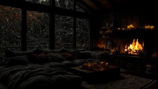 No Ads- Snowfall & Firelight in a Winter Hideaway ❄️🪵 | Deep Calm & Comforting Sounds