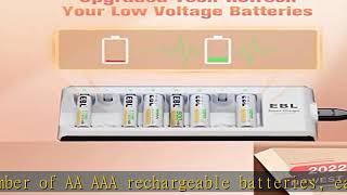 EBL 2800mAh Ni-MH AA Rechargeable Batteries (8 Pack) and Rechargeable AA AAA Battery Charger