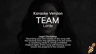 Lorde - Team (Karaoke Version)