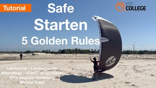 Kitecollege I Kite sicher starten mit Helfer I Kitesurfen 5 Rules für den Start