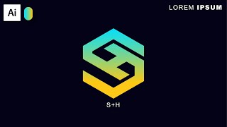 Modern SH Letter Logo Design In Adobe Illustrator | Polygon Logo Design || With Inaa Graphics ||