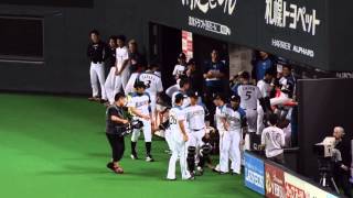 2015.09.13 岡大海選手声かけ ファイターズ 試合前 円陣 札幌ドーム