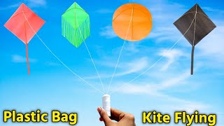 Plastic Bag kite flying , how to make kite , patang kese banate he , Garbage kite making