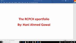 RCPCH eportfolio, tips on how to use it 1