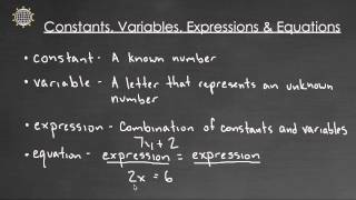 Constants, Variables, Expressions & Equations