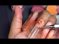 how to orange autumn acrylic nails🍂🧡🍁 encapsulated 3d flowers