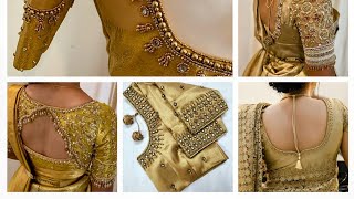 🎉Golden Blouse Design 🎉💯 Back Blouse Designs New Model Blouse Designs New Collection