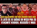 INTER:🚨 A LISTA DE 15 SAÍDAS PARA 2025! | ATACANTE VENDIDO, RESCISÃO E OS CONTRATOS! VEJA OS NOMES