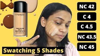 MAC  Studio Fix Fluid Foundation Swatches + Demo | C 4 - C 4.5 - NC 42 - NC 43.5 - NC 45