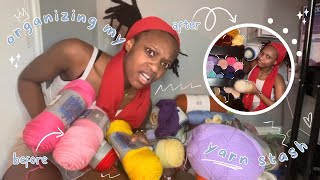 organizing/decluttering my yarn stash (organize my yarn stash with me) *whew*