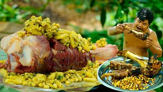 Roasted Cow Leg BBQ Recipe - Cooking Masala Curry Cow Feet Eating So Delicious