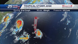 Tropical Storm Jose forms, joining three other systems in the Atlantic Ocean
