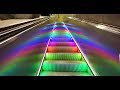 Sweden, Stockholm Central subway station, rainbow escalator, walkalator and elevator ride