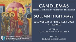 Candlemas - The Presentation of Christ in the Temple (Wednesday 2 February, 6.00pm)