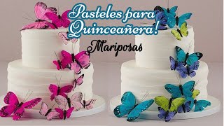 Pasteles para quinceañeras!! Decoración con mariposas!!