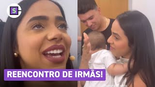 Mirella Santos e Mariely Santos choram em reencontro nos bastidores do Sabadou com Virgínia, veja