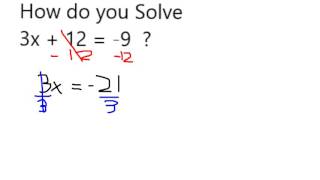 Solve 3x + 12 = -9