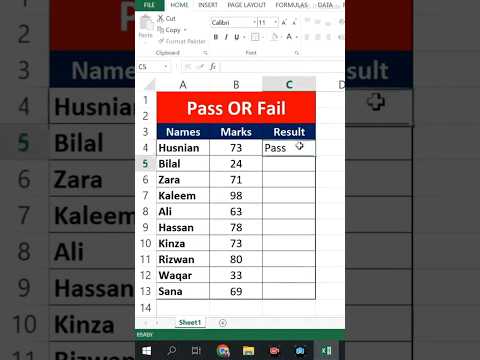Mastering MS Excel: Pass of fail in easy steps #excellearning #shortsfeed