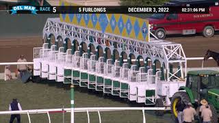 Turn On the Jets wins Stormy Liberal Stakes race 5 at Del Mar 12/3/22