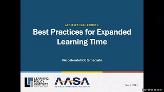 Webinar—Accelerating Learning: Best Practices for Expanded Learning Time