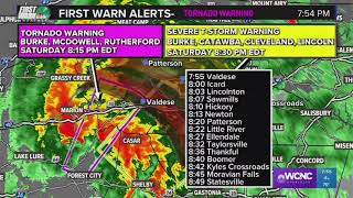 LIVE UPDATES: Tornado warnings, severe thunderstorm warnings in the Carolinas