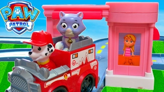 PAW PATROL ROLL PATROL MARSHALL SAVES THE KITTY IN ADVENTURE BAY FULL COLLECTION PLAYSETS