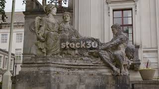 Statues Outside Glamorgan Building, University Of Cardiff, Wales, UK