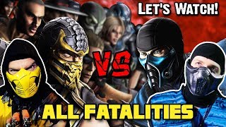 Scorpion and Sub-Zero React to Mortal Kombat 9 All Fatalities! | MKX PARODY!