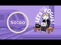 Pomodoro Timer 6x50 (5hrs) | ADHD | Let's get focused! | Lofi + train ambience ♡