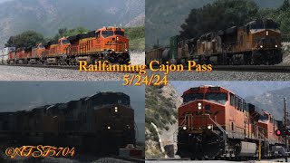 GREAT ACTION!! Railfanning Cajon Pass 5/24/24 feat. CSX leader, triple meet, and UP 8388